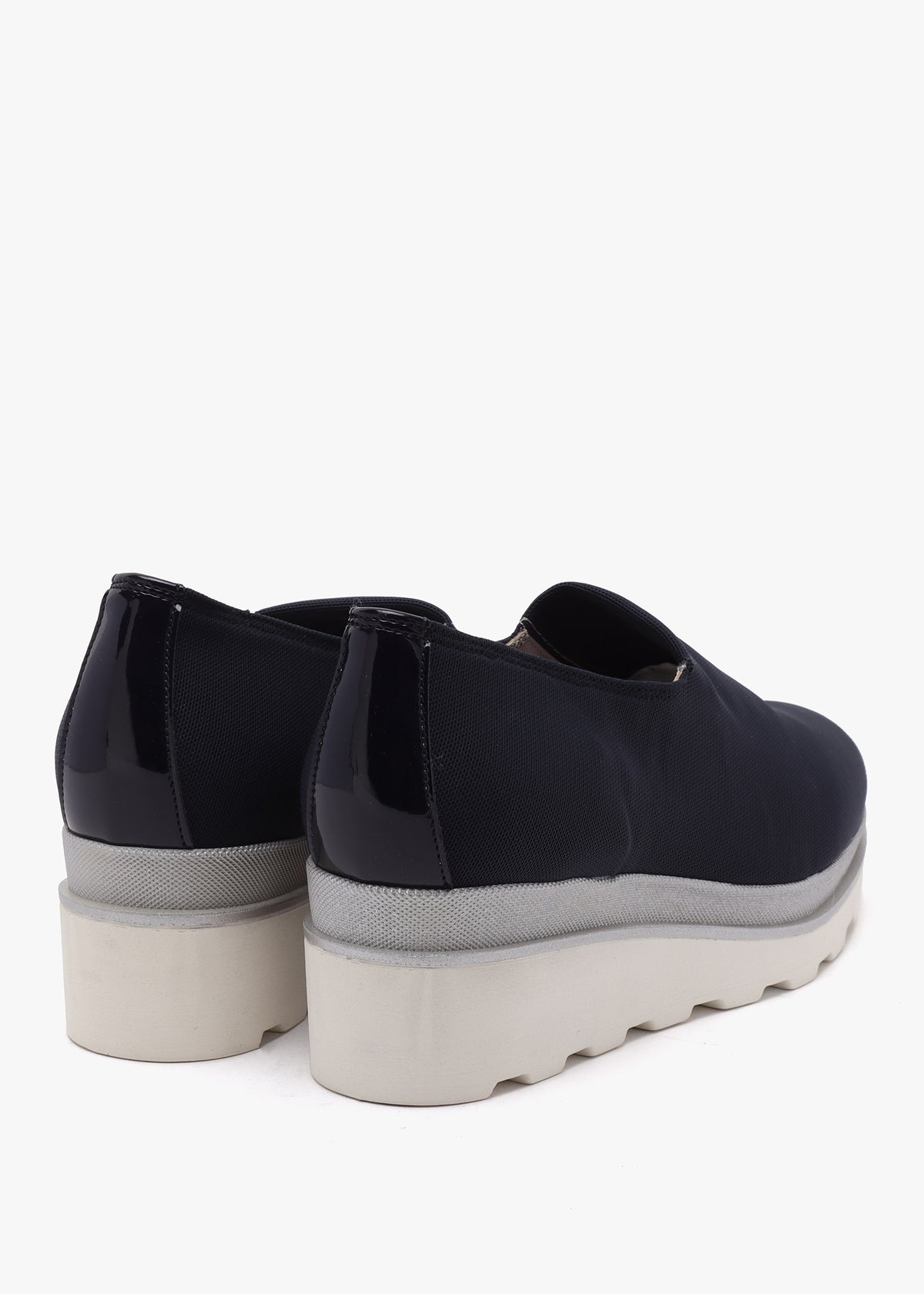 Crocus Blue Fabric Low Wedge Trouser Shoes