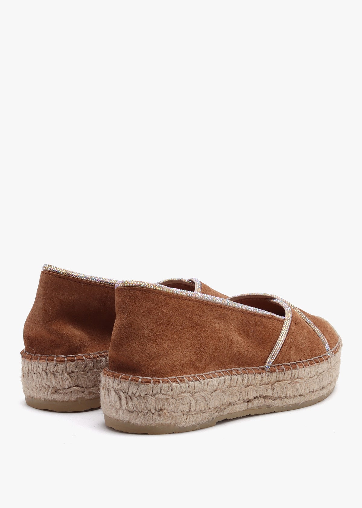 Idiamante Tan Suede Embellished Flatform Espadrilles
