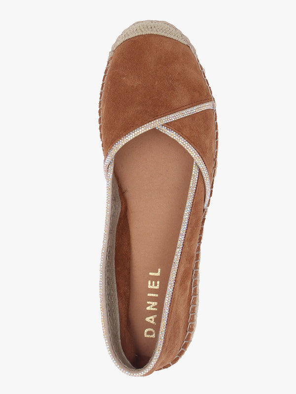 Idiamante Tan Suede Embellished Flatform Espadrilles