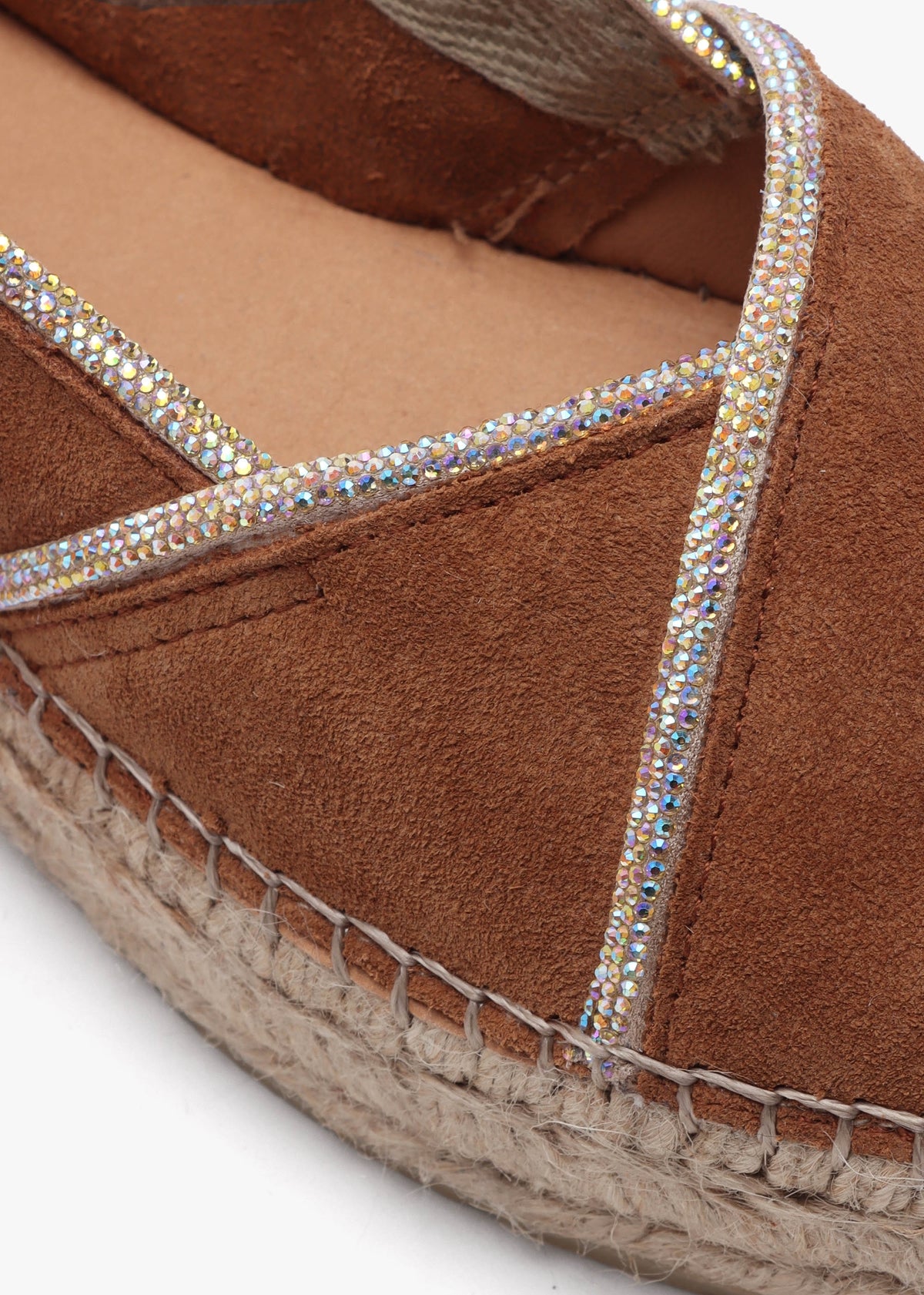 Idiamante Tan Suede Embellished Flatform Espadrilles