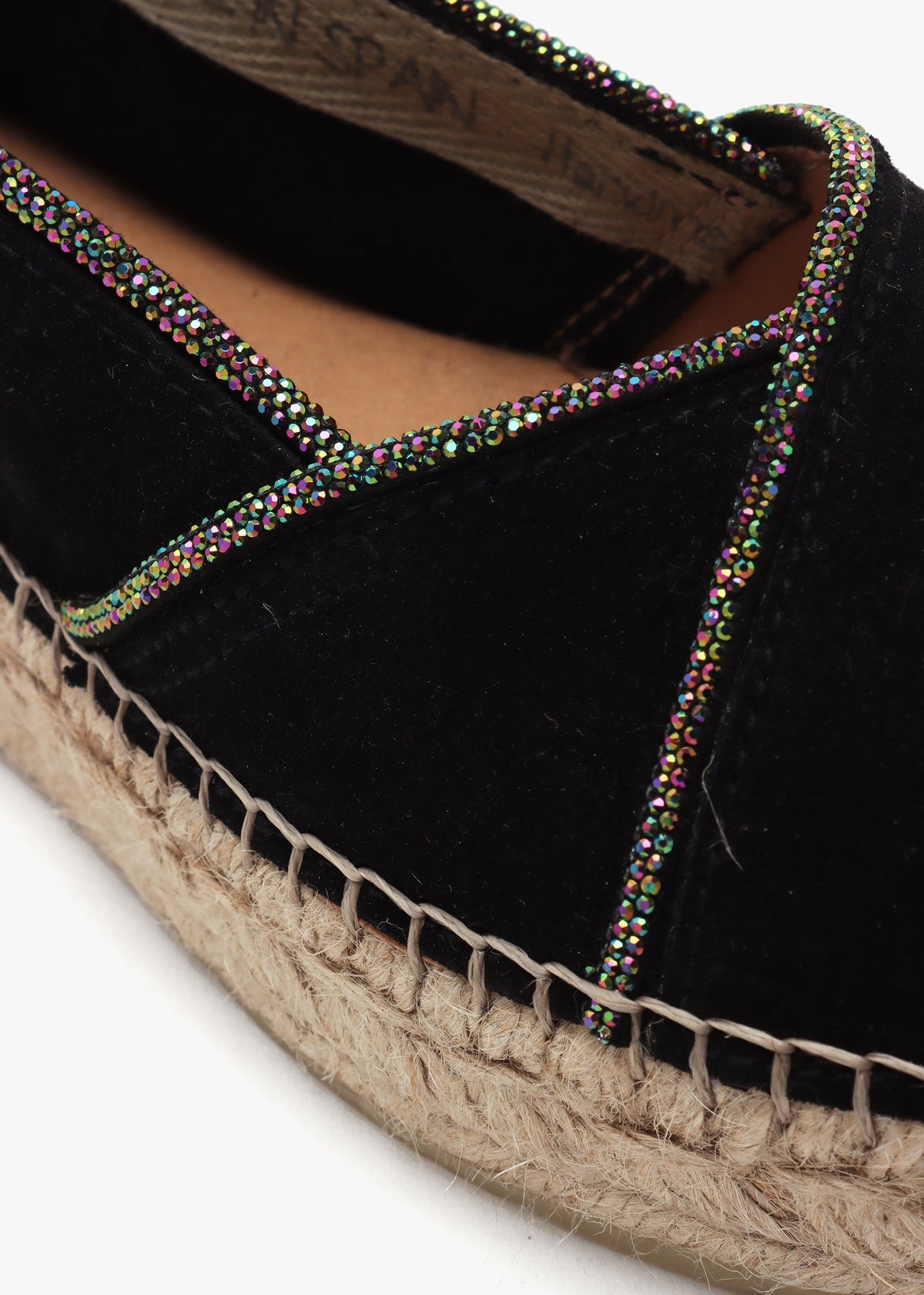 Idiamante Black Suede Embellished Flatform Espadrilles