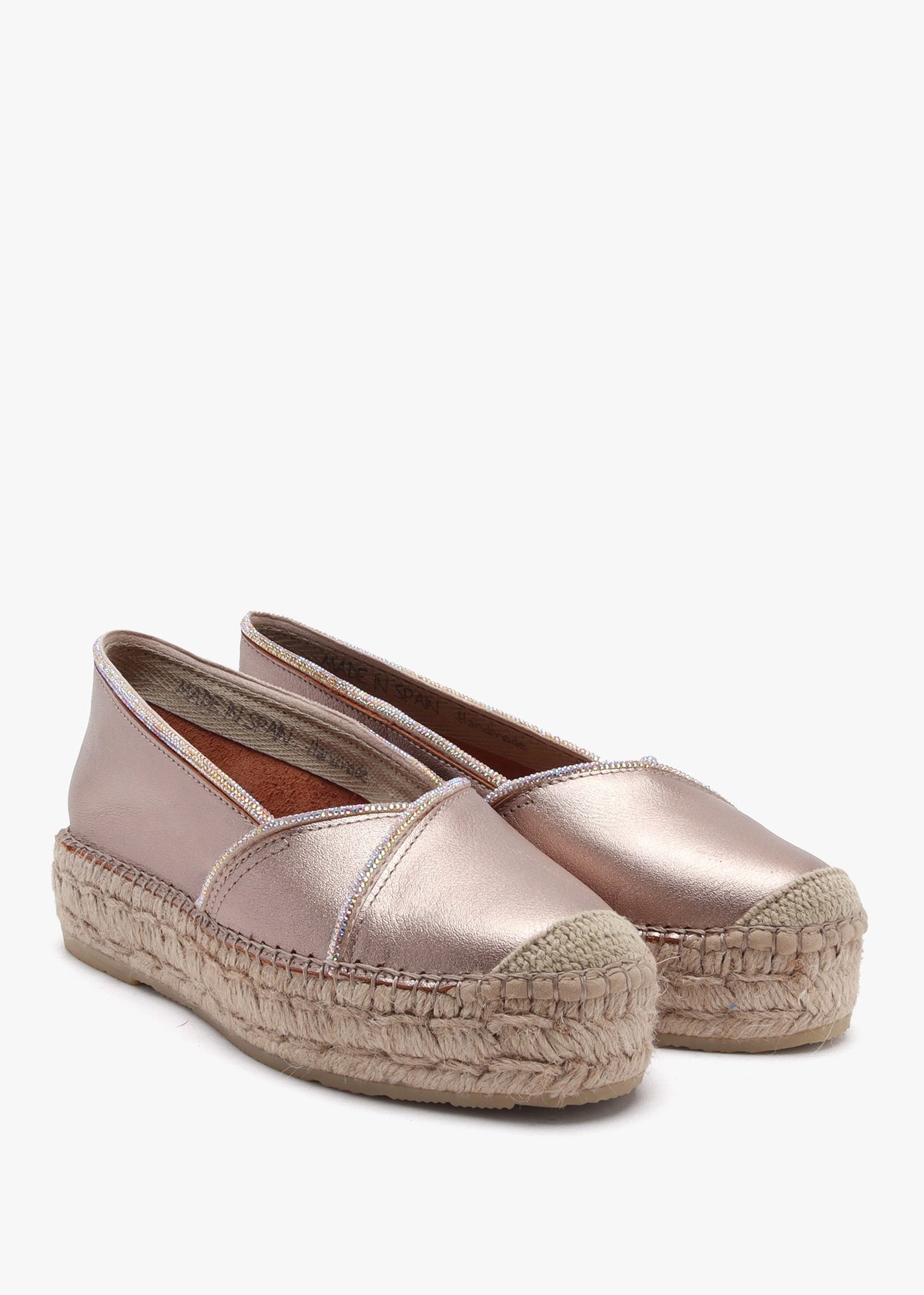 Idiamante Pewter Leather Embellished Flatform Espadrilles