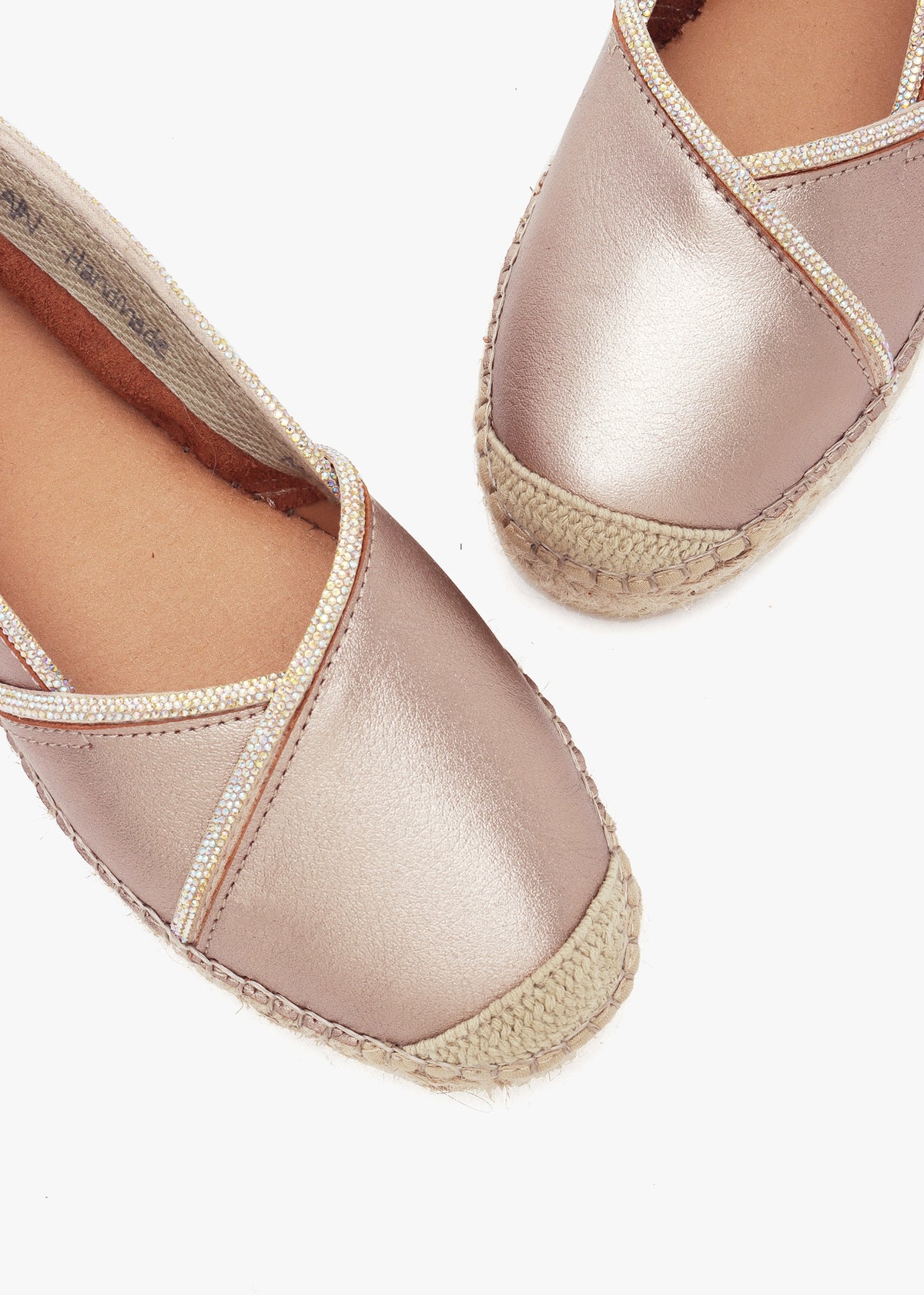 Idiamante Pewter Leather Embellished Flatform Espadrilles