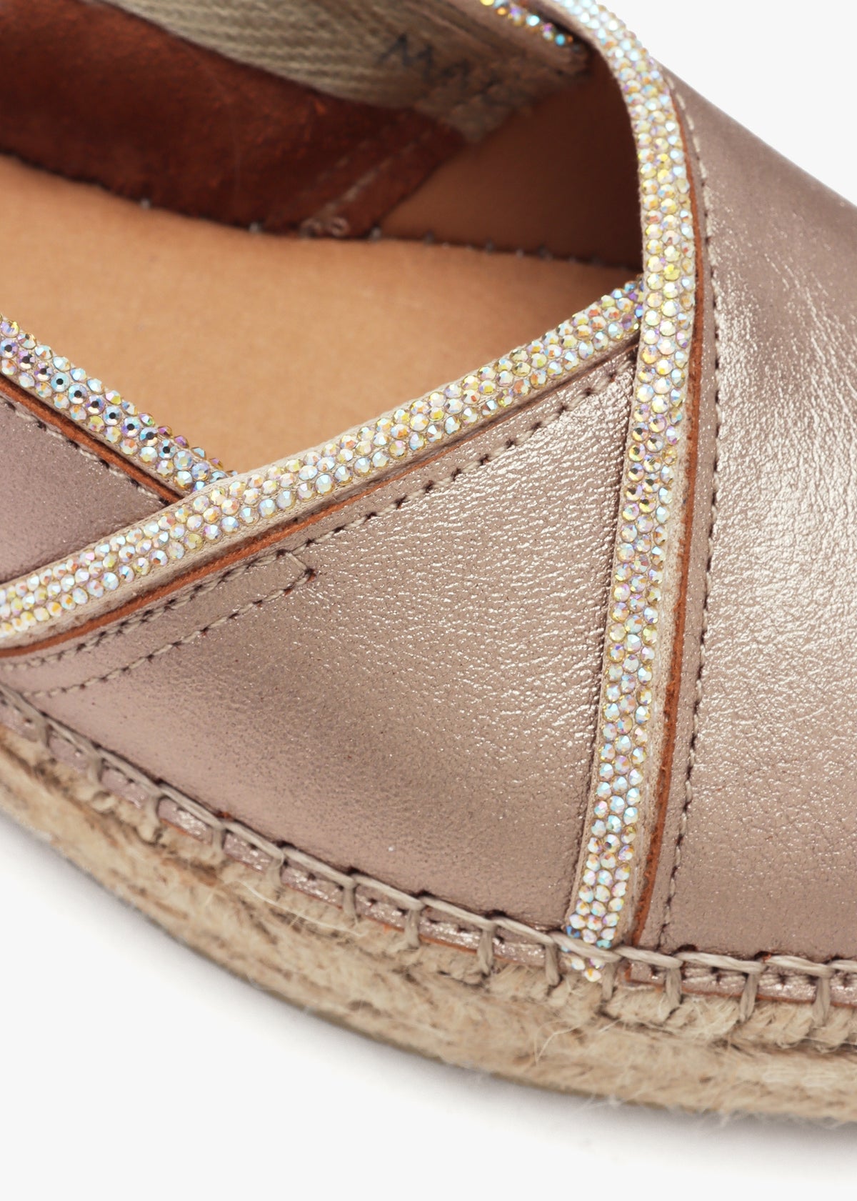 Idiamante Pewter Leather Embellished Flatform Espadrilles