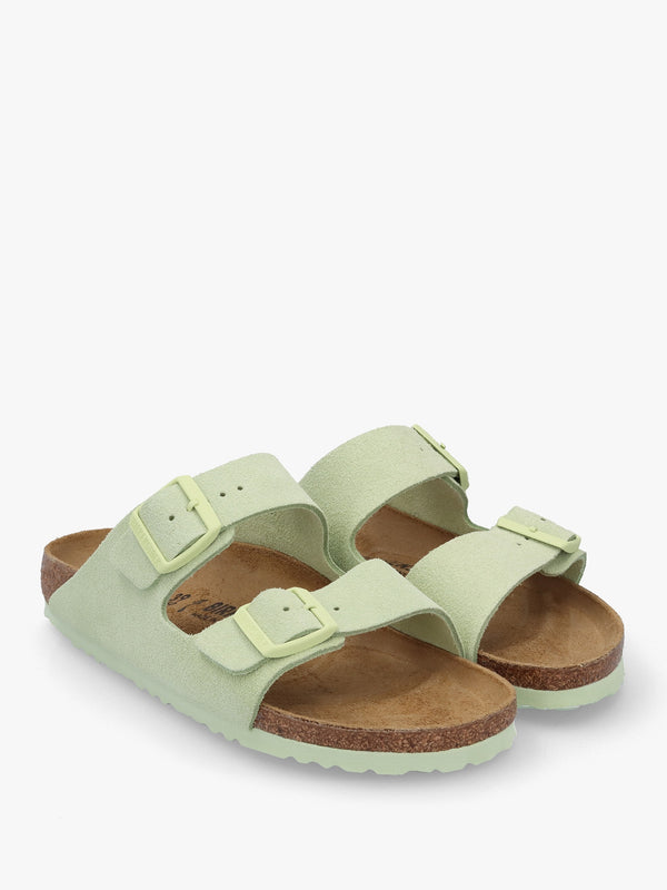 Arizona Faded Lime Suede Two Bar Mules