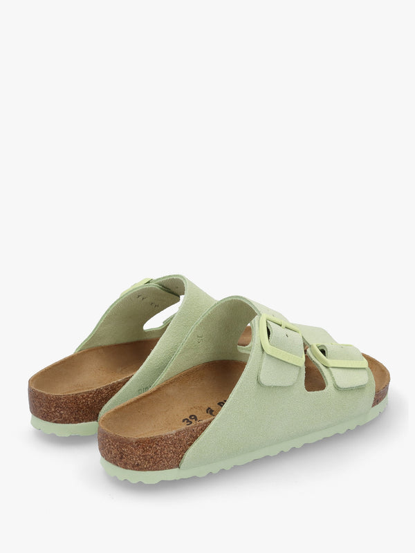 Arizona Faded Lime Suede Two Bar Mules