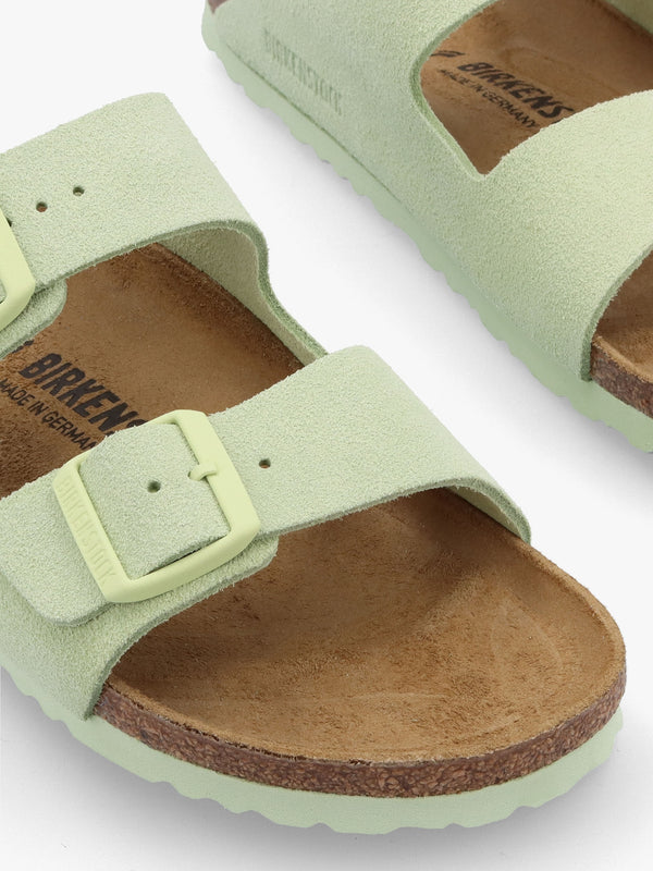 Arizona Faded Lime Suede Two Bar Mules