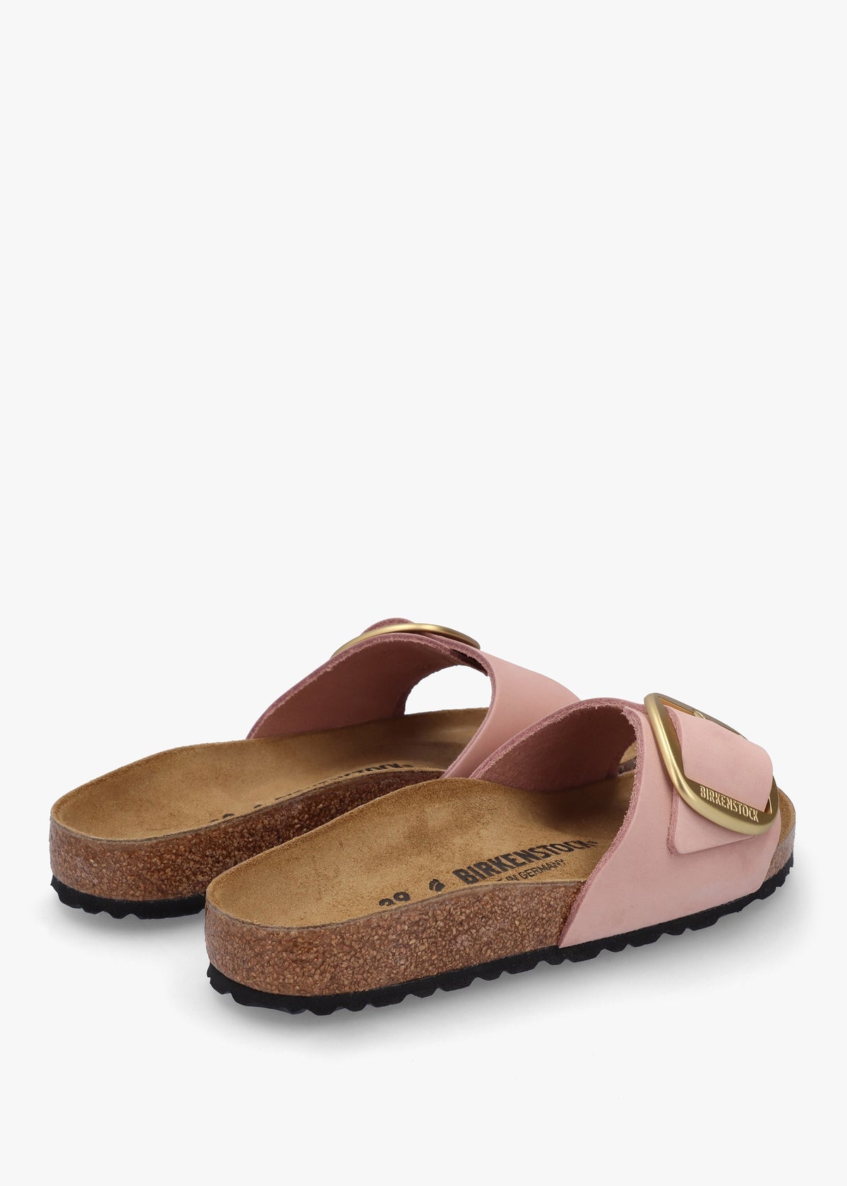Madrid Big Buckle Soft Pink Nubuck Leather Mules