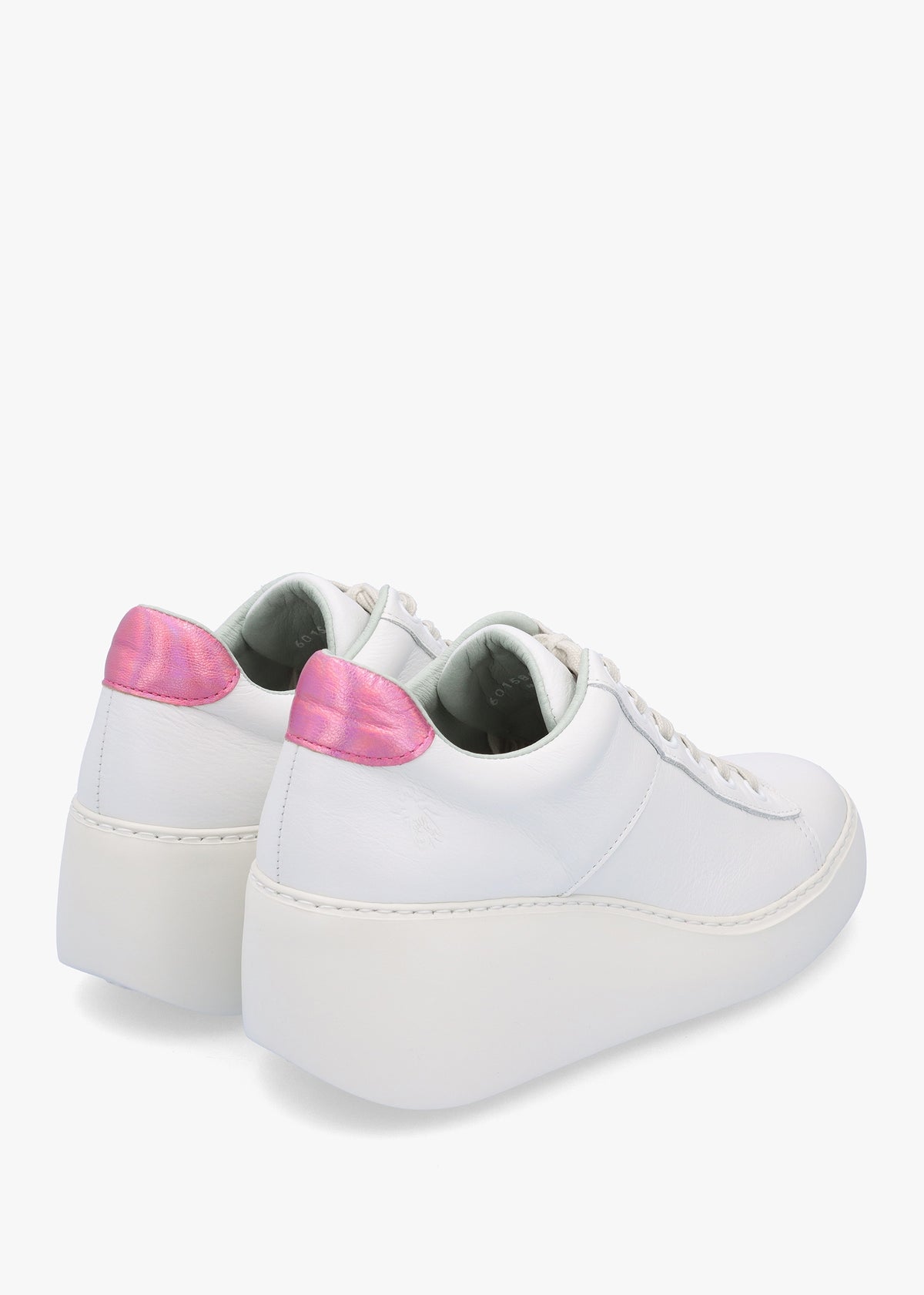 Delf White Pink Leather Wedge Trainers