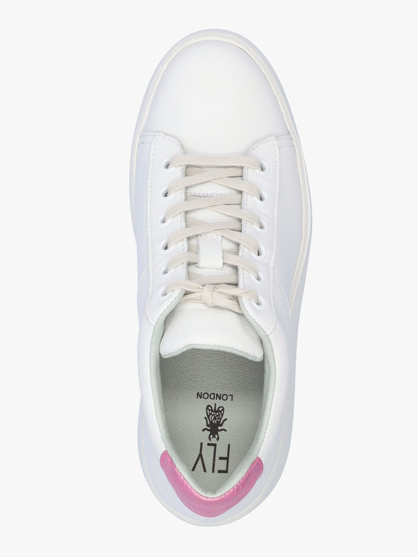 Delf White Pink Leather Wedge Trainers