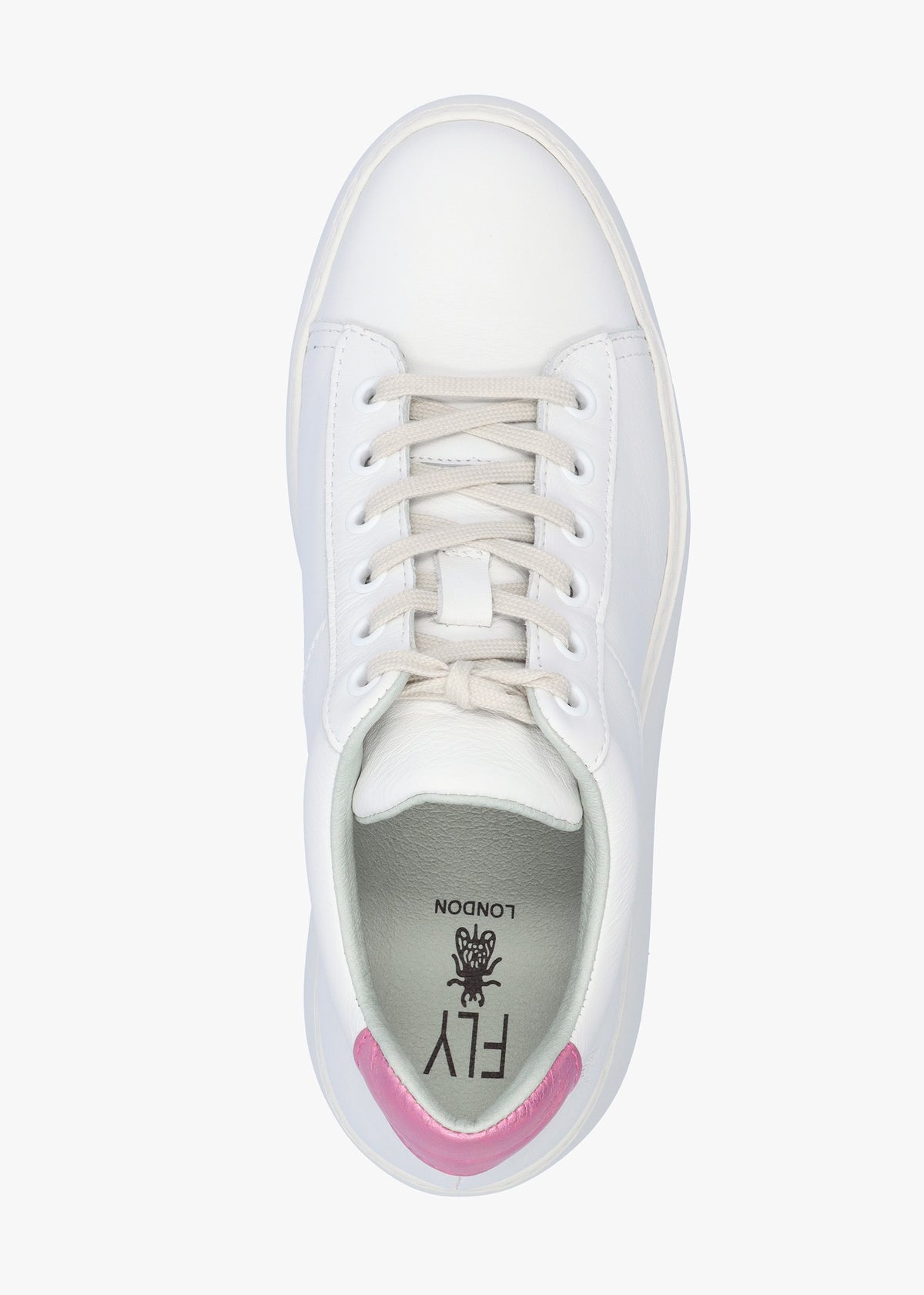 Delf White Pink Leather Wedge Trainers