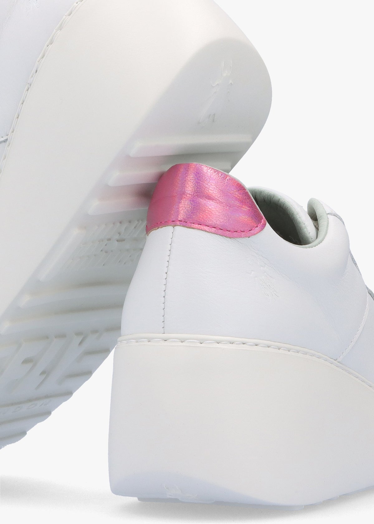 Delf White Pink Leather Wedge Trainers