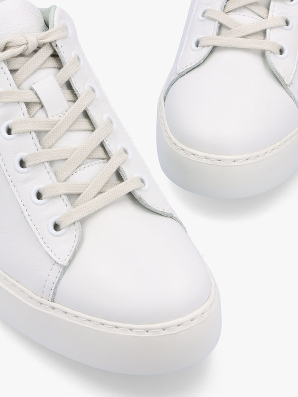 Delf White Pink Leather Wedge Trainers