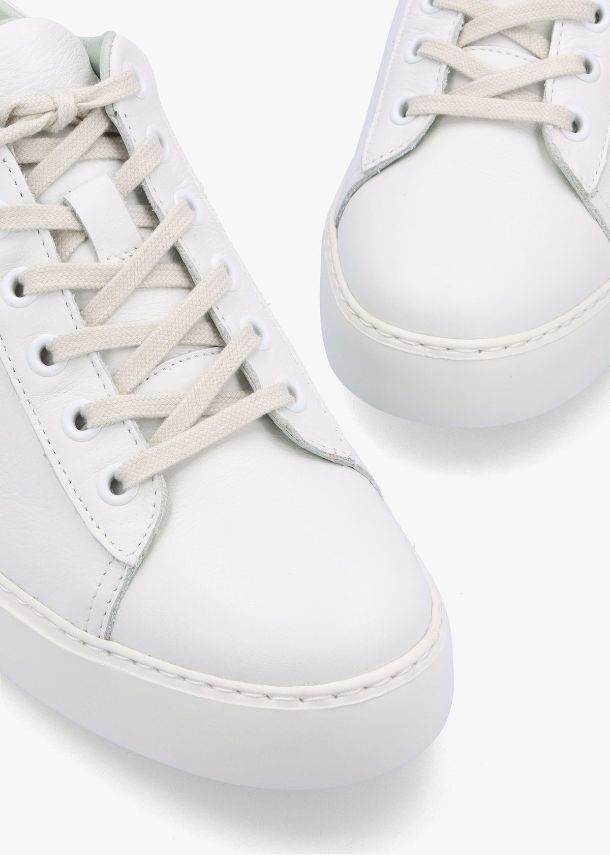 Delf White Pink Leather Wedge Trainers