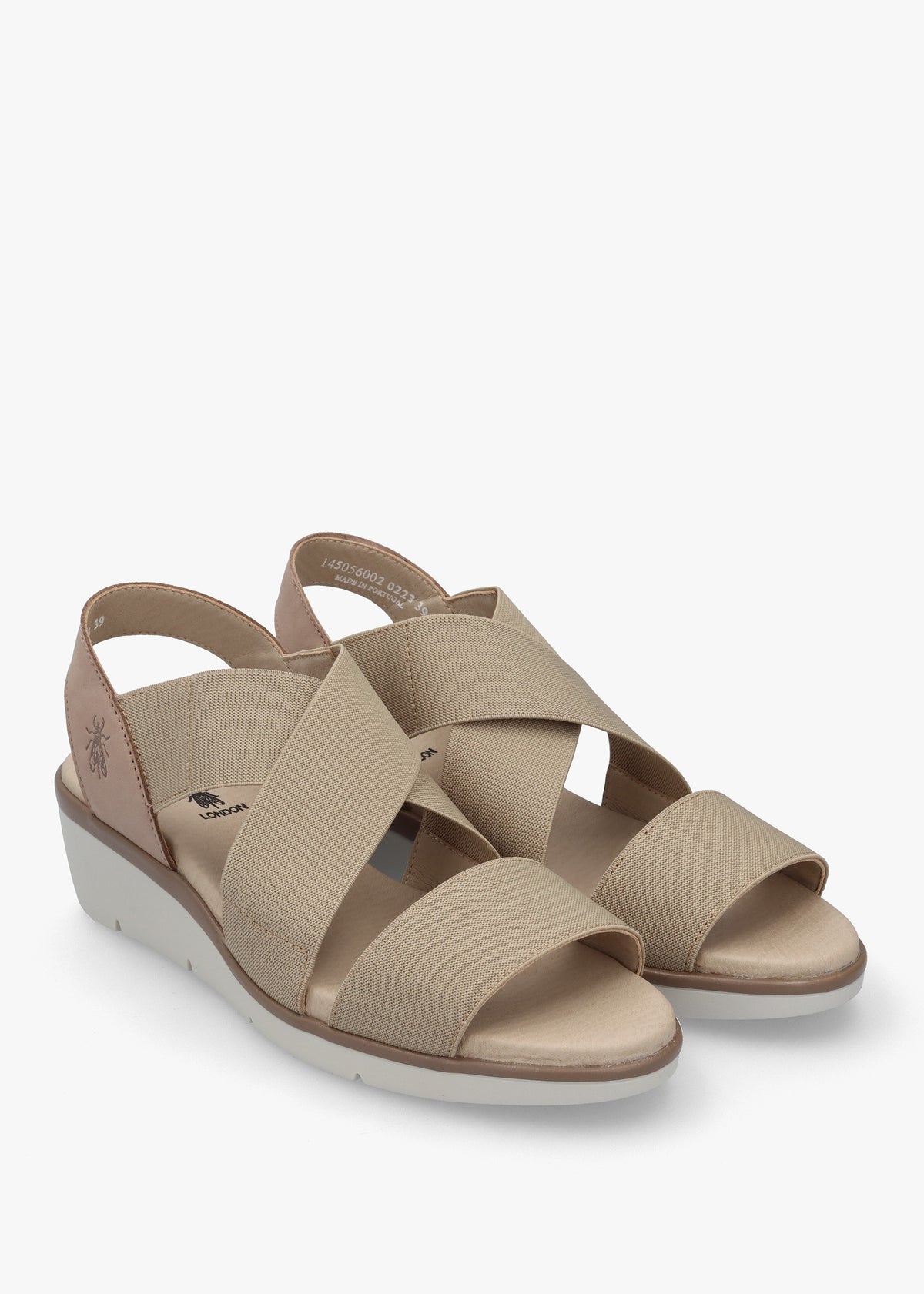Noli Taupe Leather Elasticated Low Wedge Sandals
