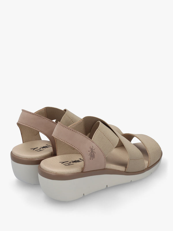 Noli Taupe Leather Elasticated Low Wedge Sandals