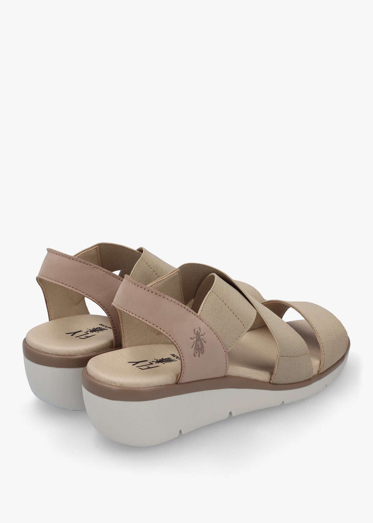 Noli Taupe Leather Elasticated Low Wedge Sandals