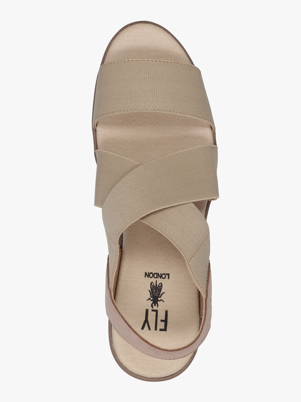Noli Taupe Leather Elasticated Low Wedge Sandals