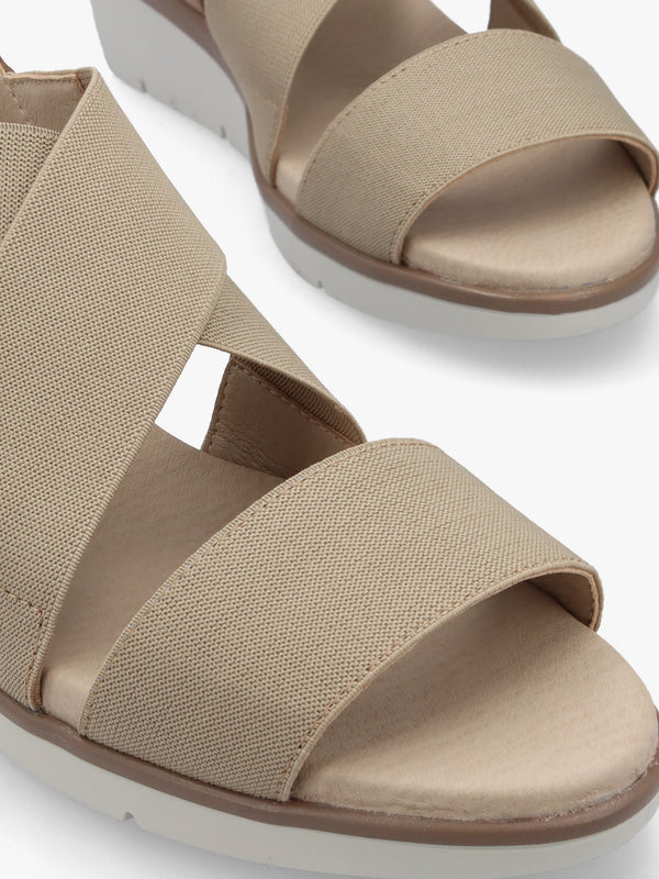 Noli Taupe Leather Elasticated Low Wedge Sandals