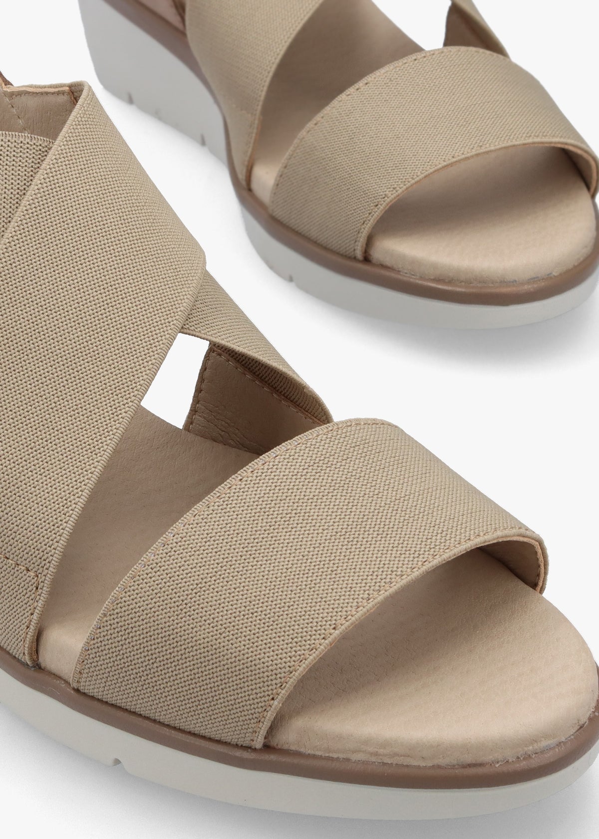 Noli Taupe Leather Elasticated Low Wedge Sandals