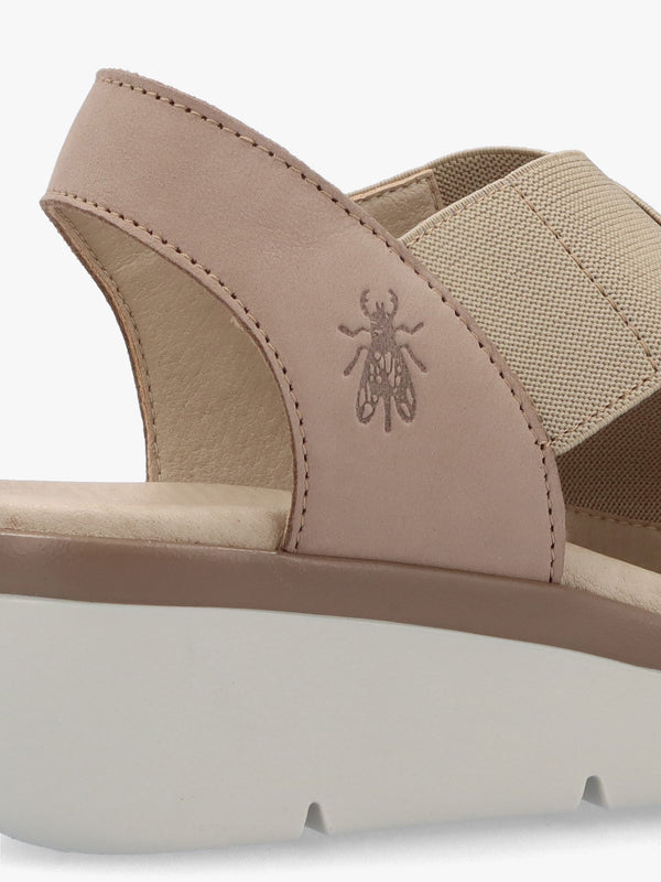 Noli Taupe Leather Elasticated Low Wedge Sandals