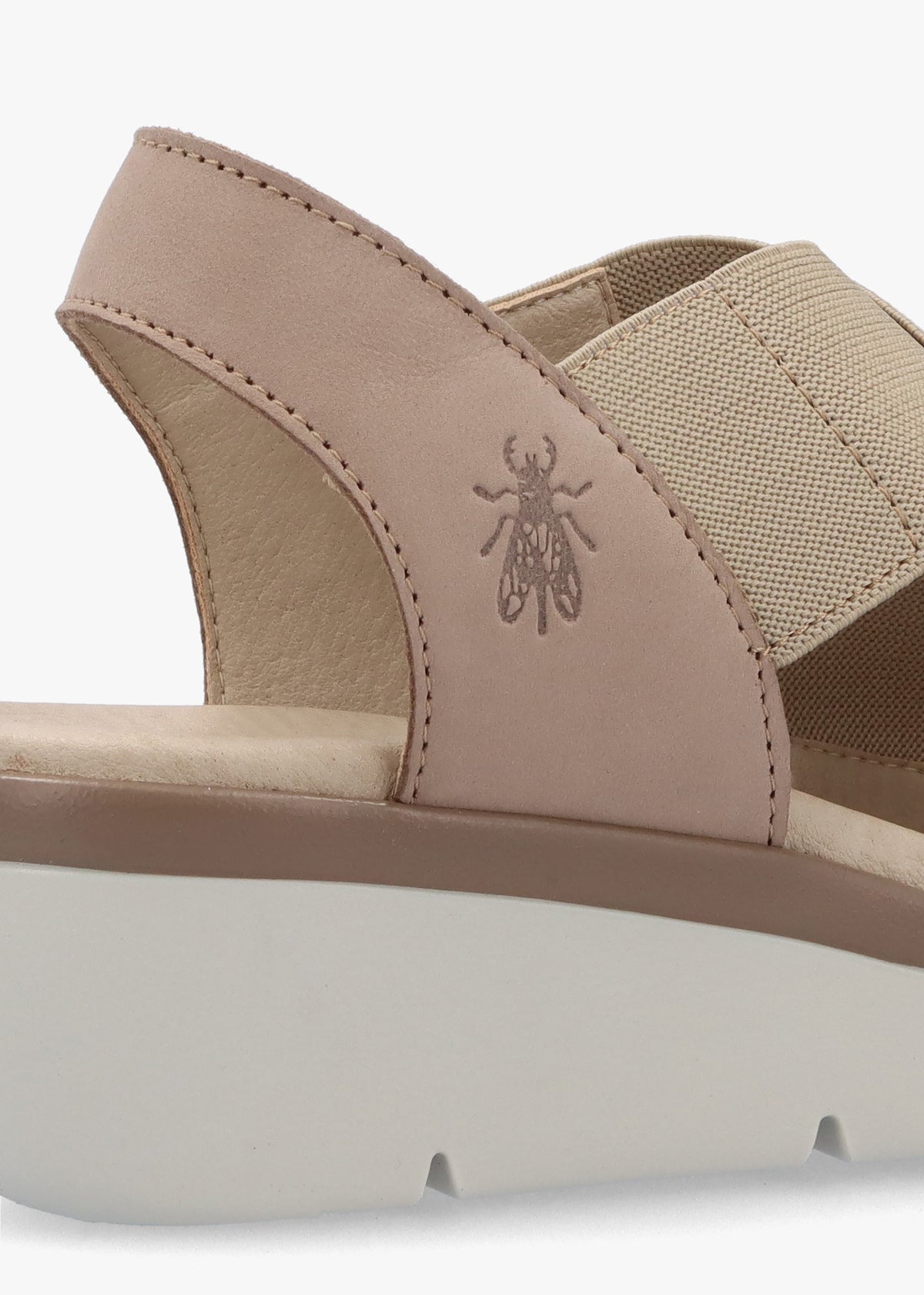 Noli Taupe Leather Elasticated Low Wedge Sandals