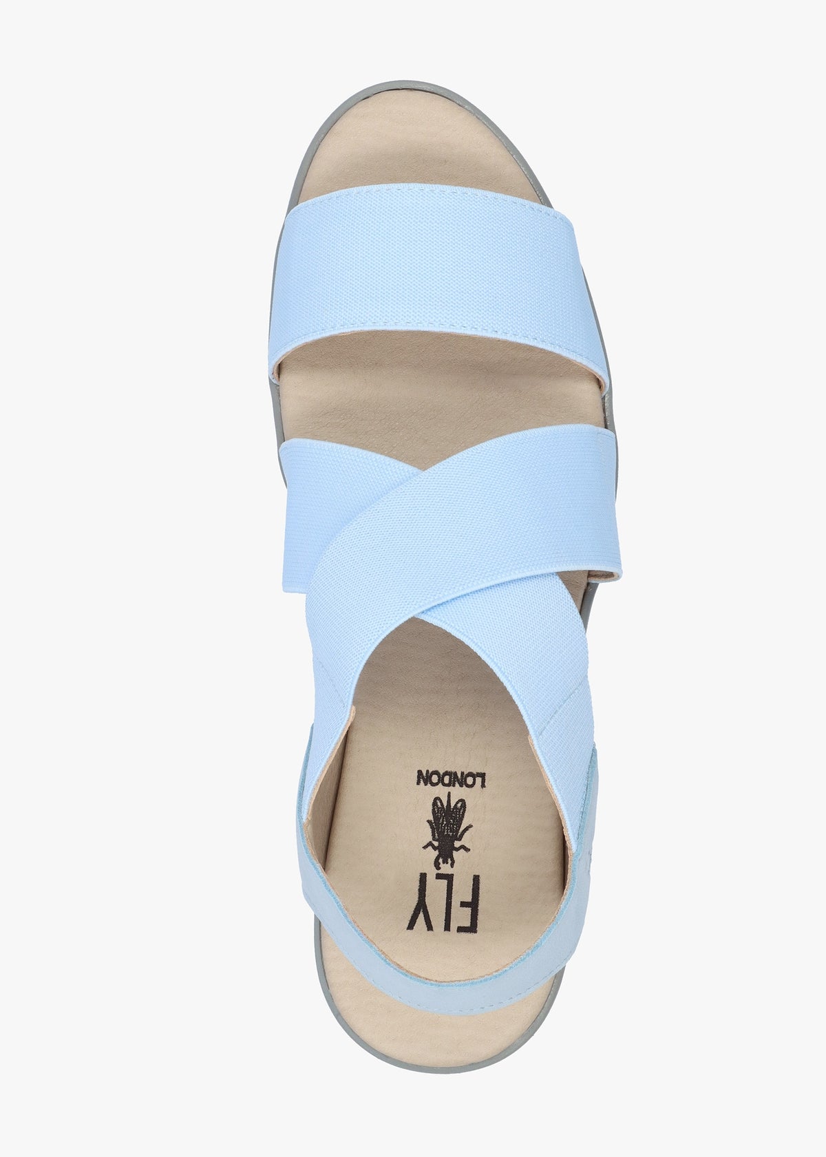 Noli Sky Blue Leather Elasticated Low Wedge Sandals