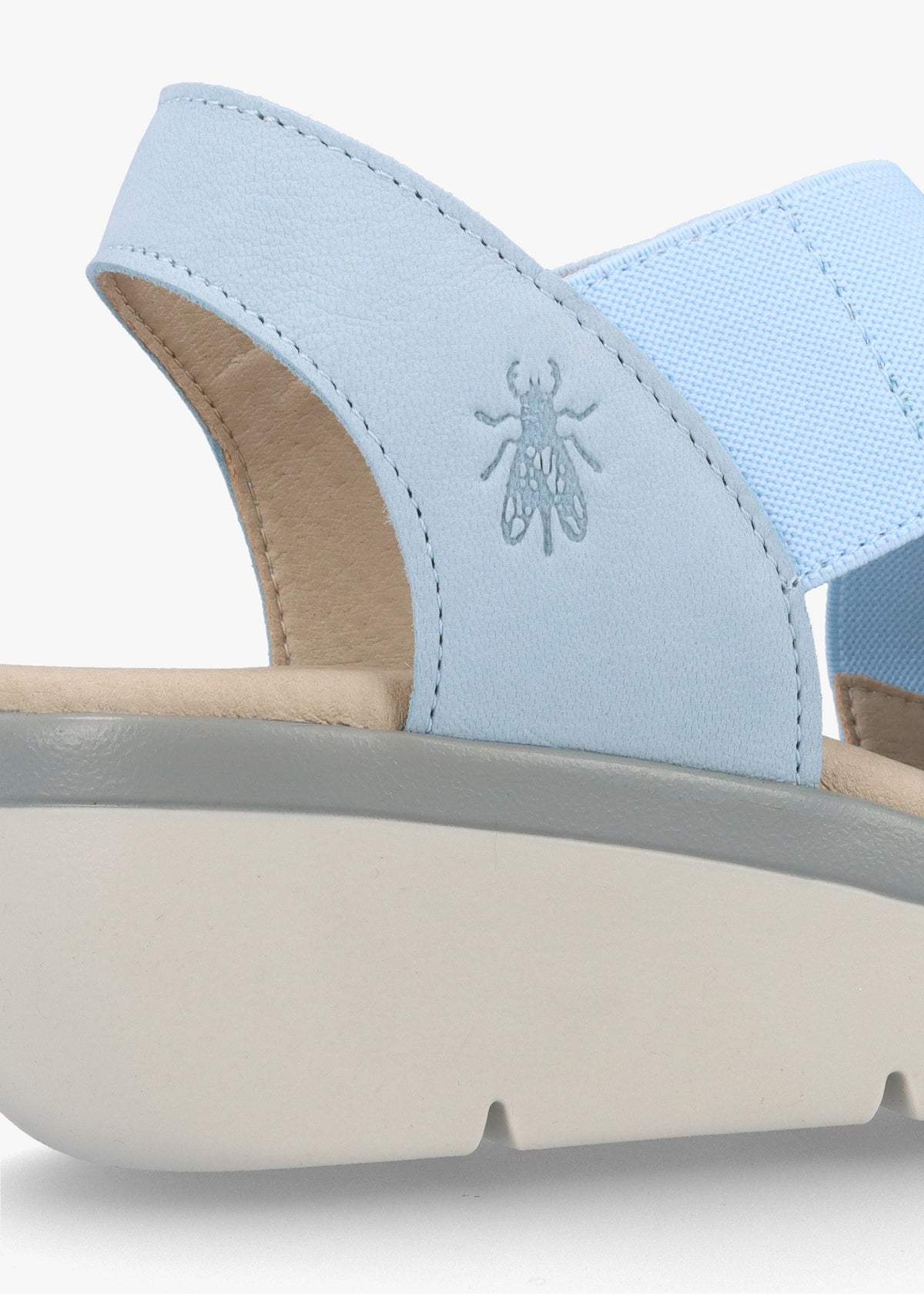 Noli Sky Blue Leather Elasticated Low Wedge Sandals