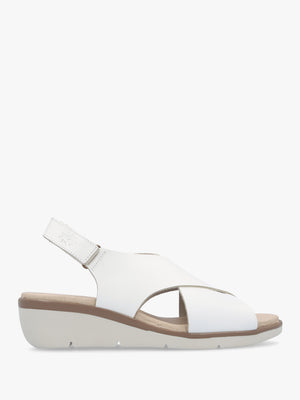 Nabi White Leather Sling Back Low Wedge Sandals
