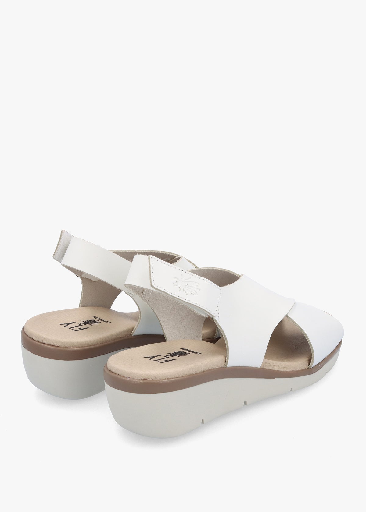 Nabi White Leather Sling Back Low Wedge Sandals