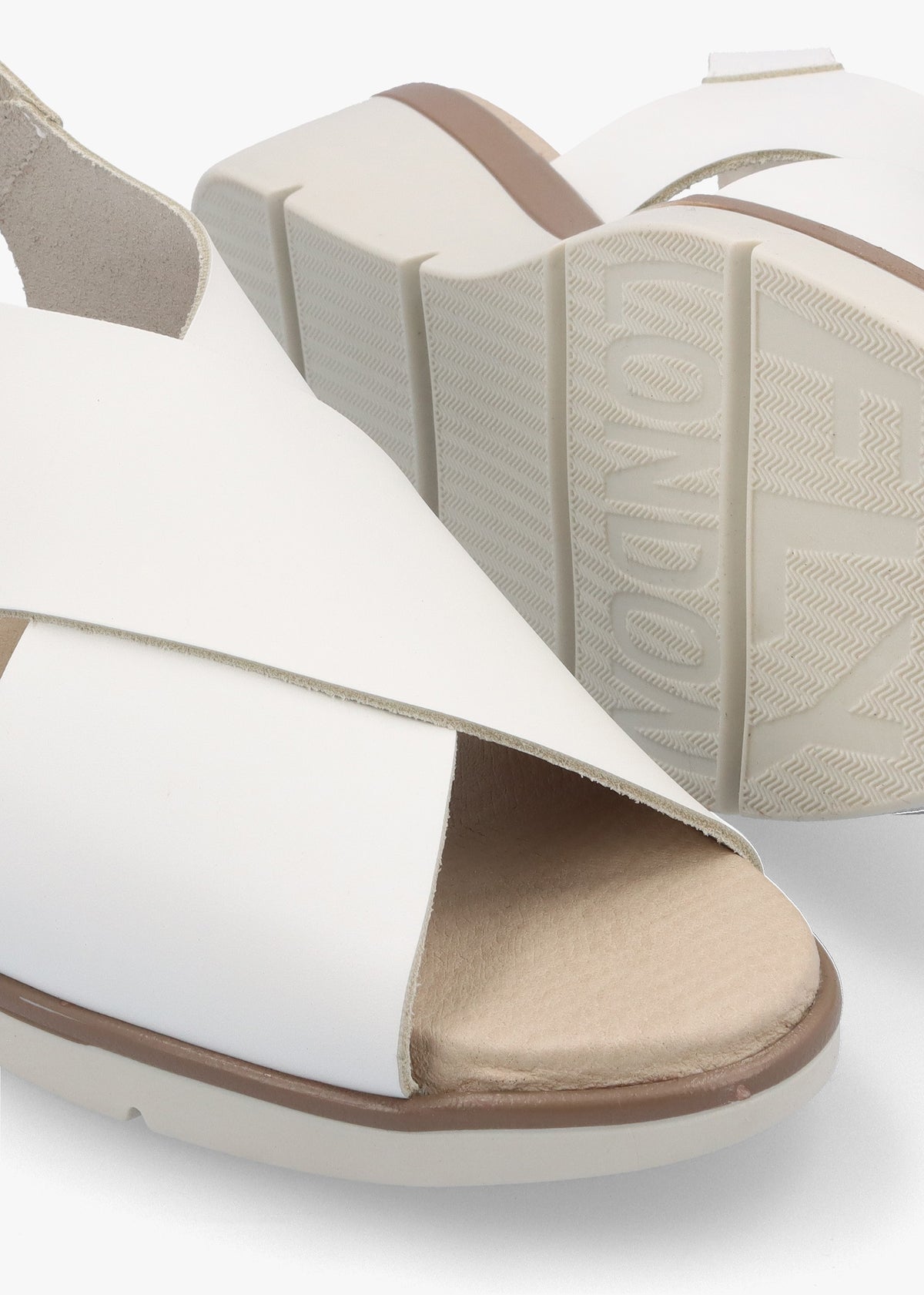 Nabi White Leather Sling Back Low Wedge Sandals