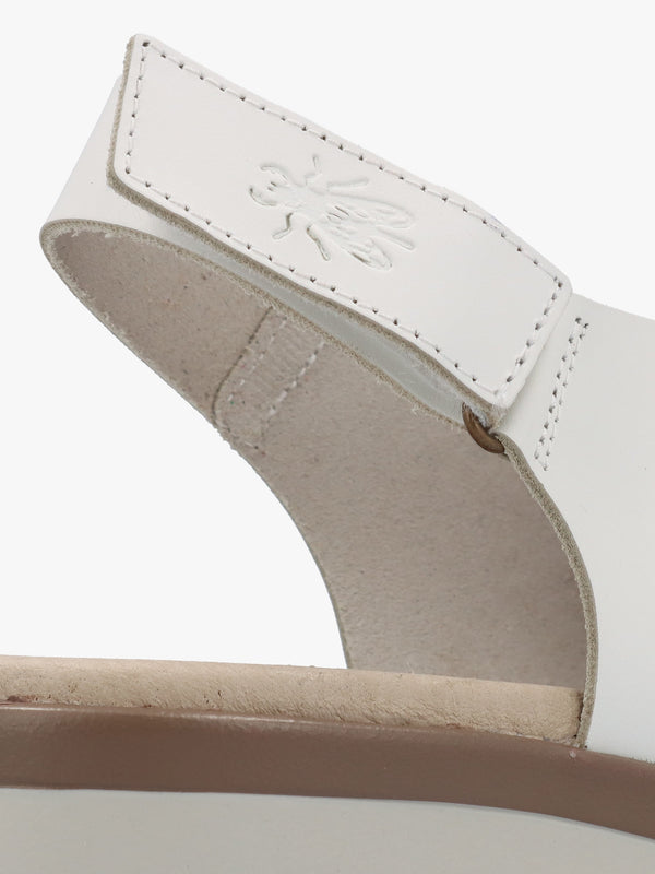 Nabi White Leather Sling Back Low Wedge Sandals