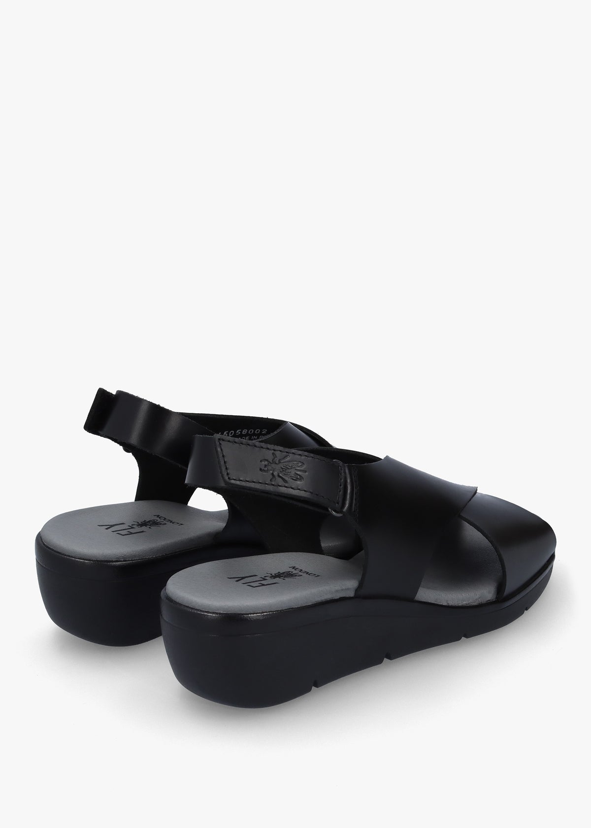 Nabi Black Leather Sling Back Low Wedge Sandals