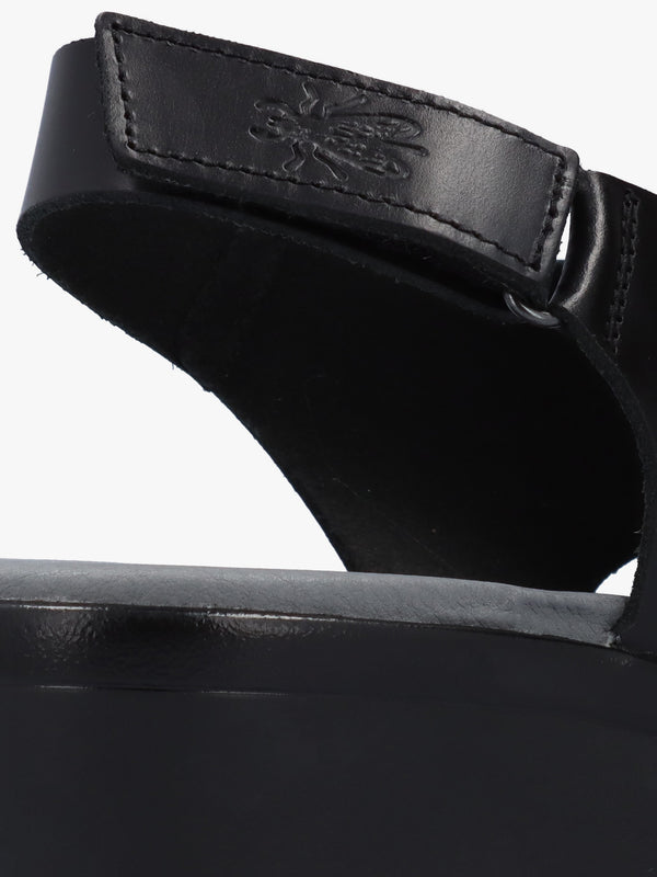 Nabi Black Leather Sling Back Low Wedge Sandals