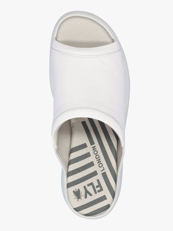 Doli White Leather Wedge Mules