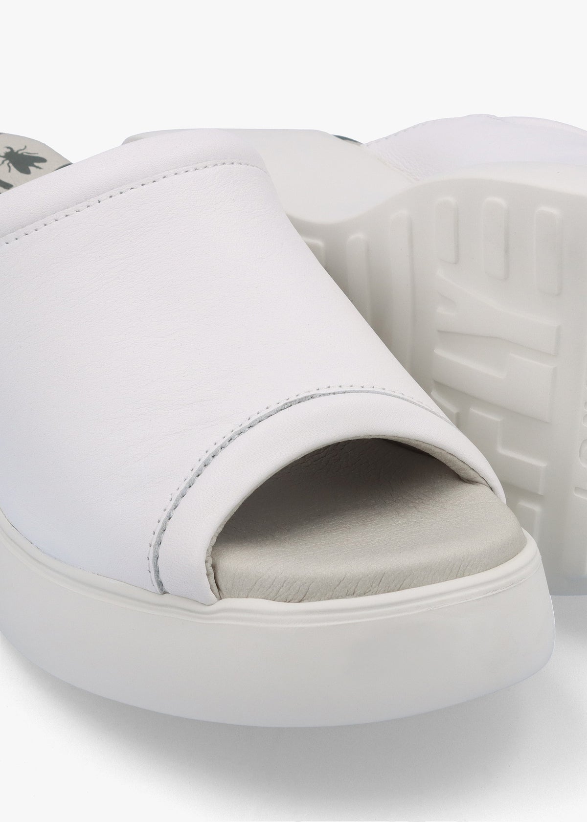 Doli White Leather Wedge Mules