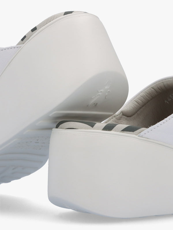 Doli White Leather Wedge Mules