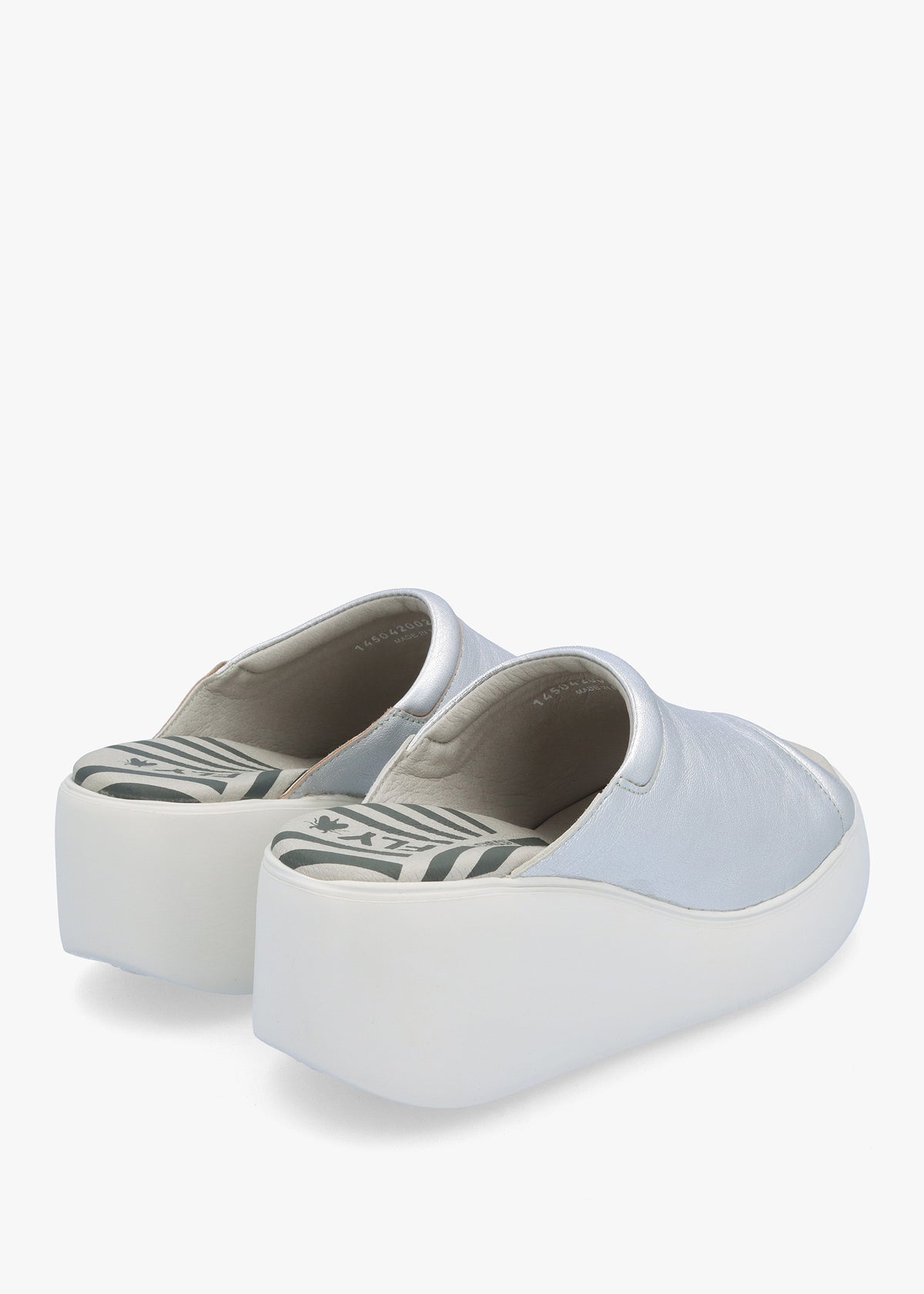 Doli Silver Leather Wedge Mules