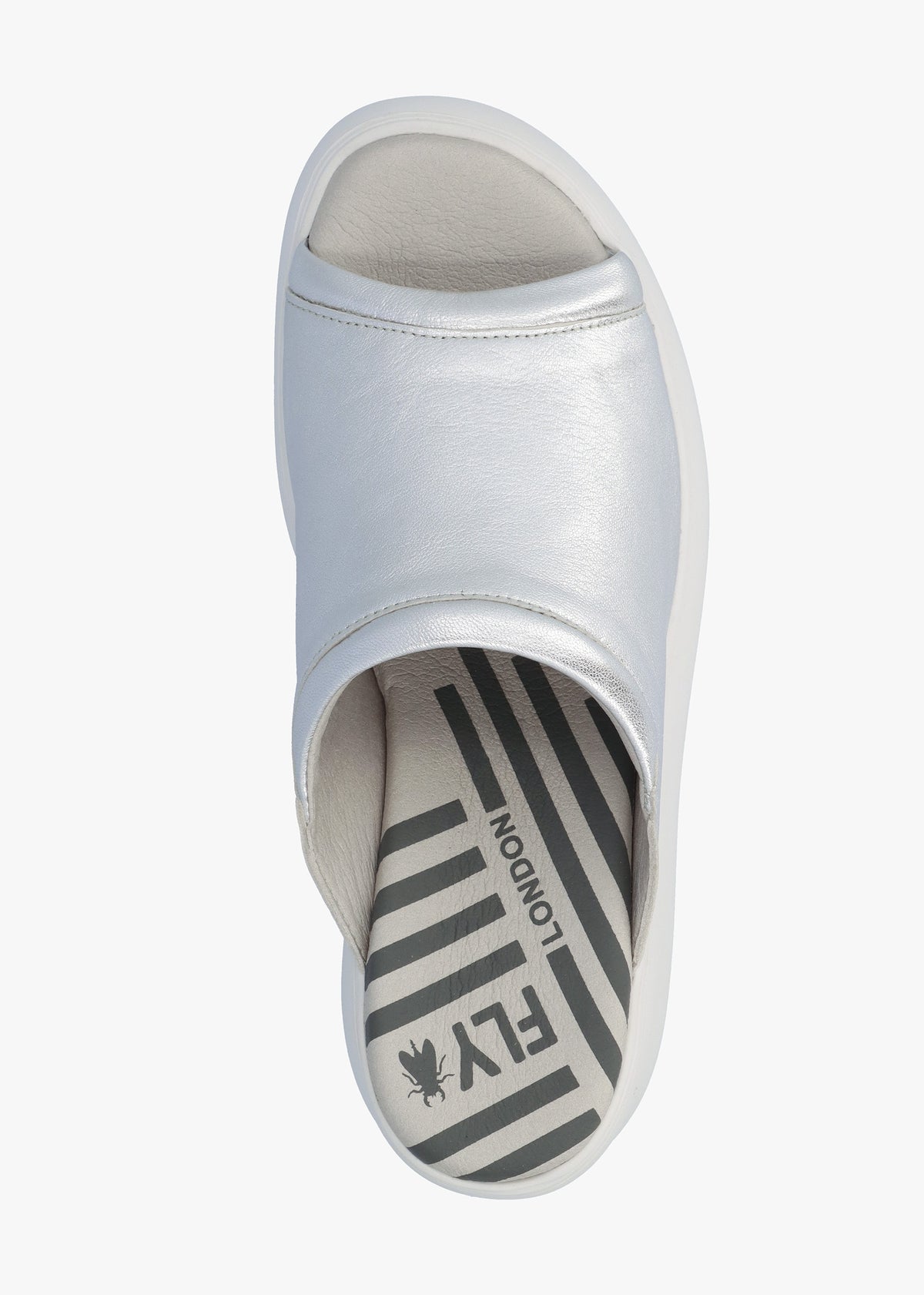 Doli Silver Leather Wedge Mules