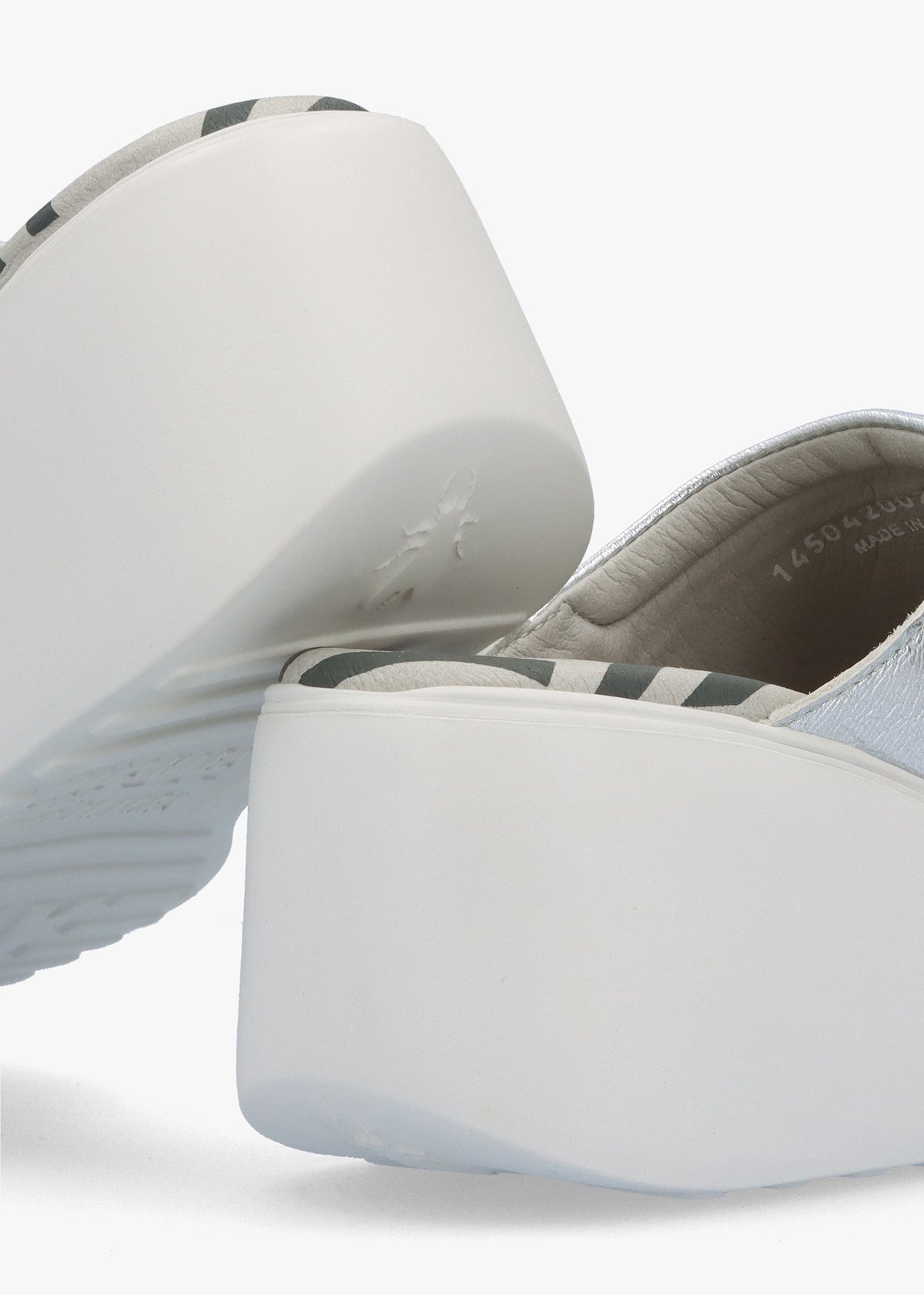 Doli Silver Leather Wedge Mules