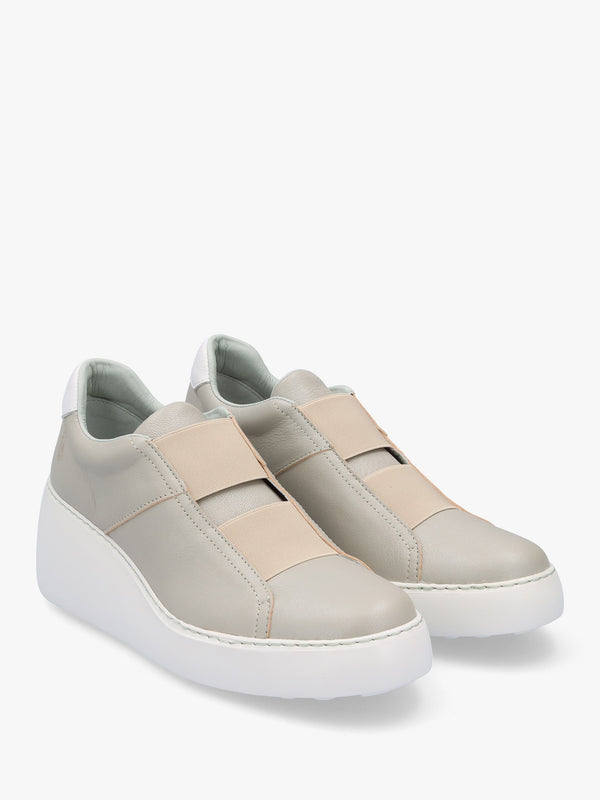 Dito Silver Leather Wedge Trainers