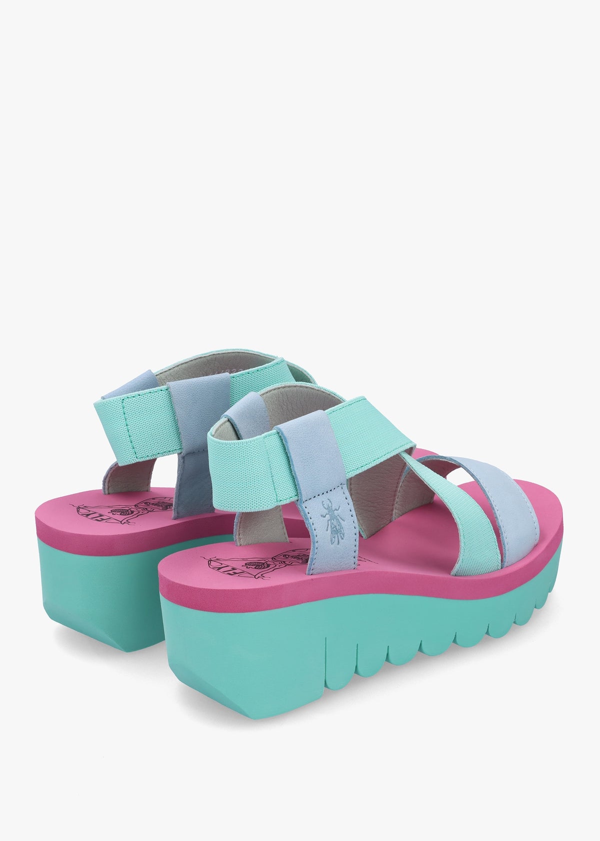 Yabi Sky Spear Lila Leather Mid Wedge Sandals