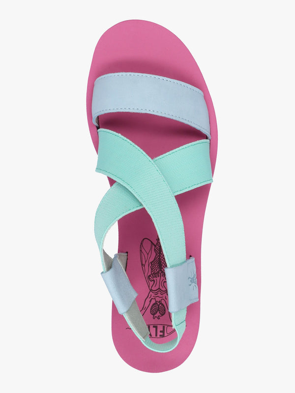 Yabi Sky Spear Lila Leather Mid Wedge Sandals