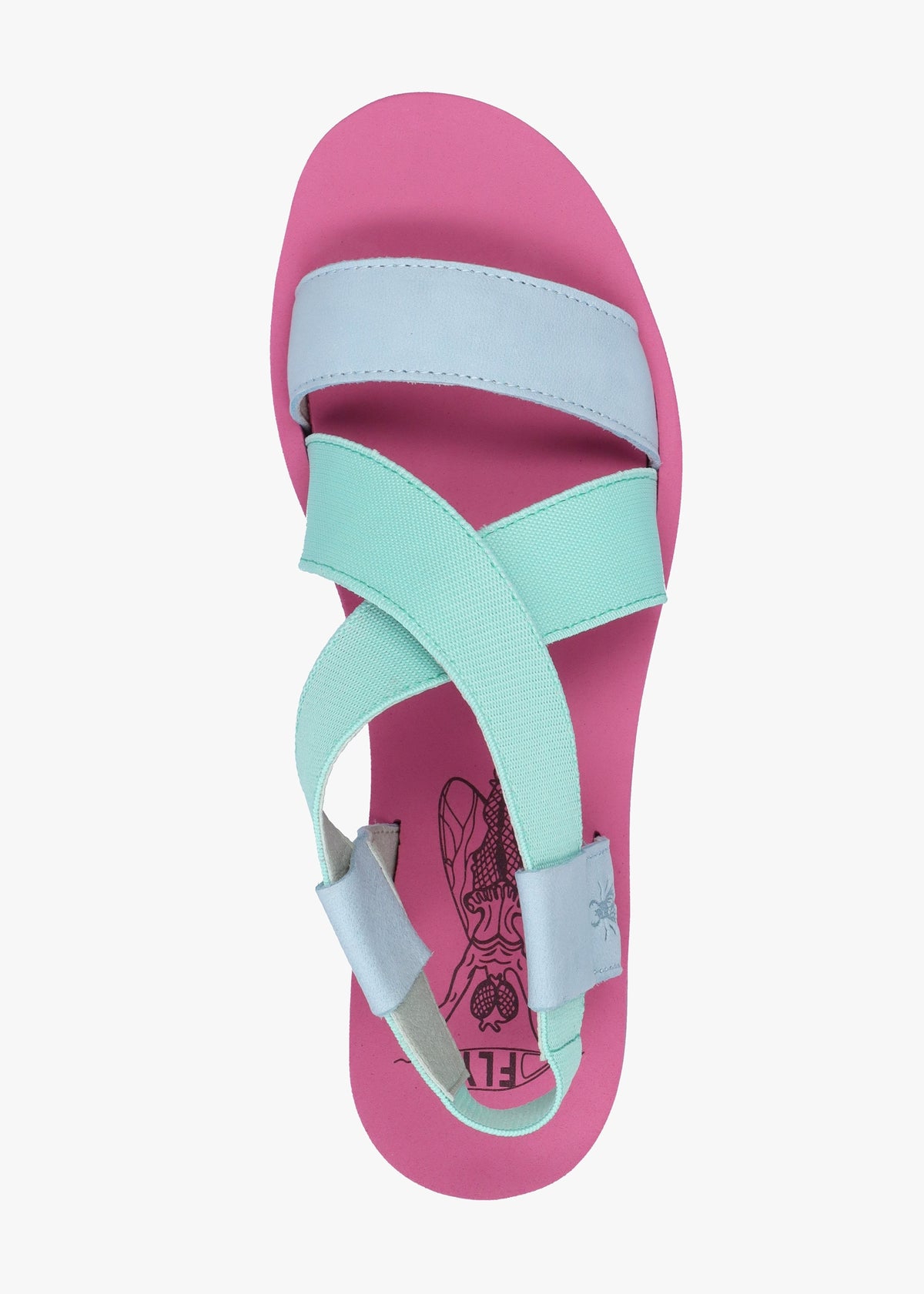 Yabi Sky Spear Lila Leather Mid Wedge Sandals