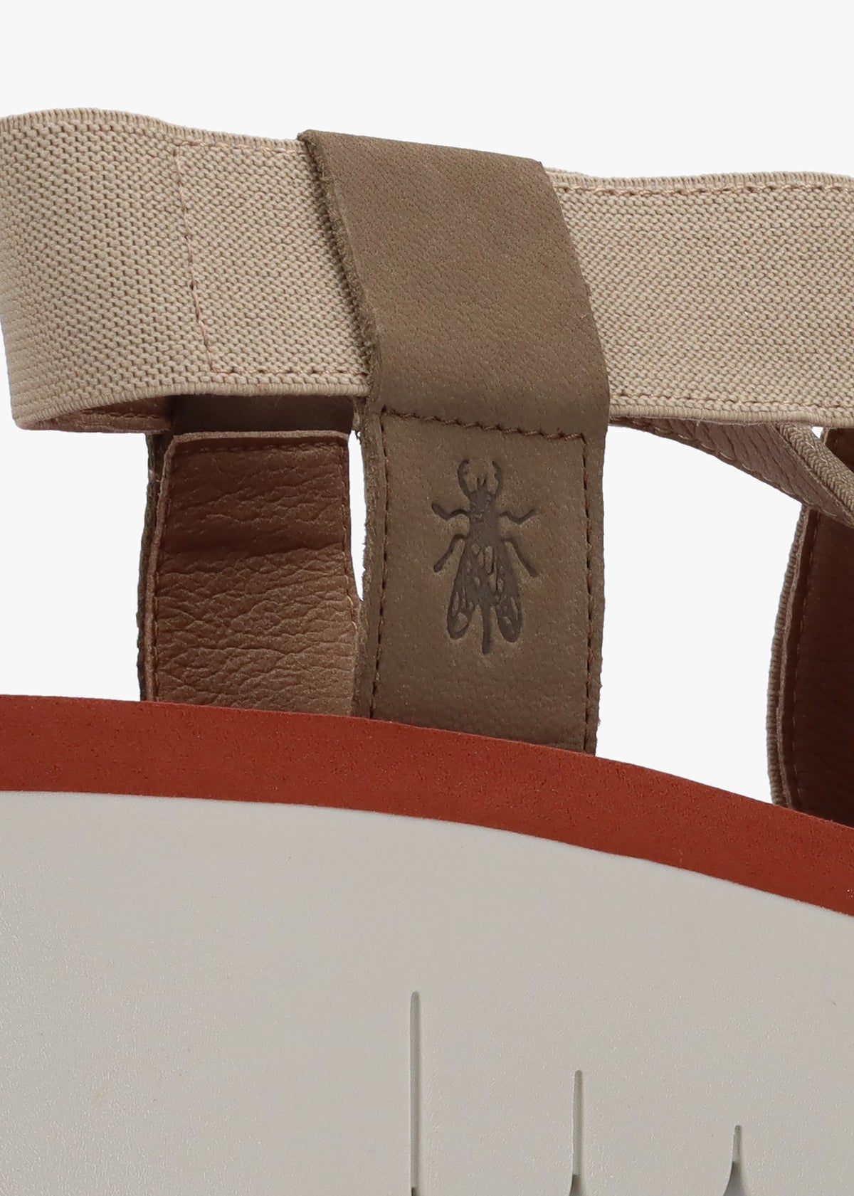 Yabi Multi Beige Brick Leather Mid Wedge Sandals