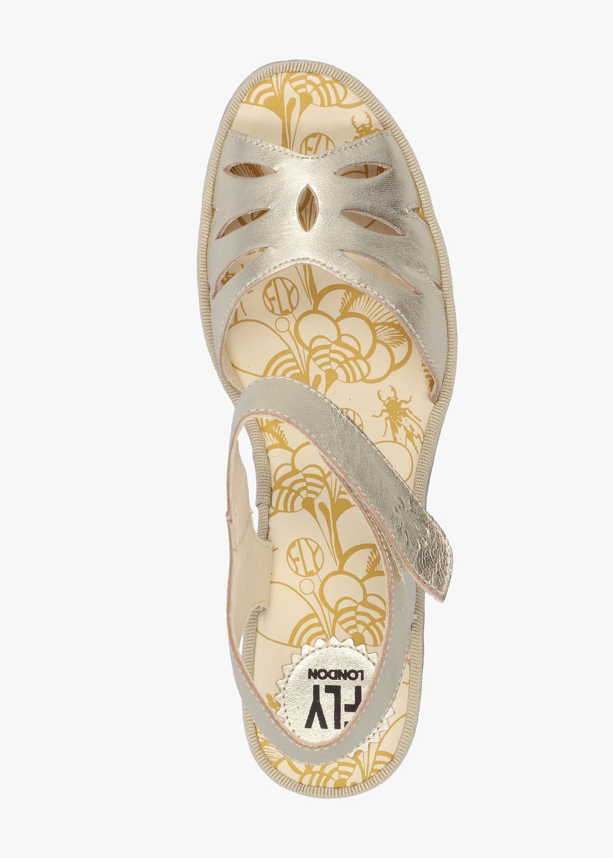 Yazi Gold Leather Wedge Sandals