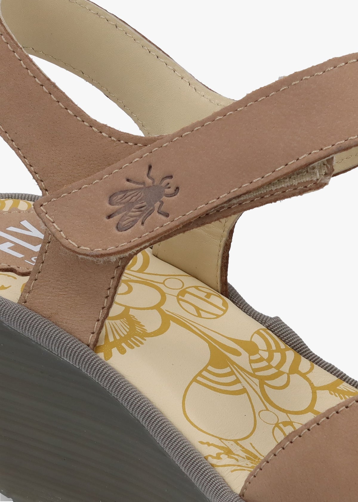 Yazi Taupe Leather Wedge Sandals