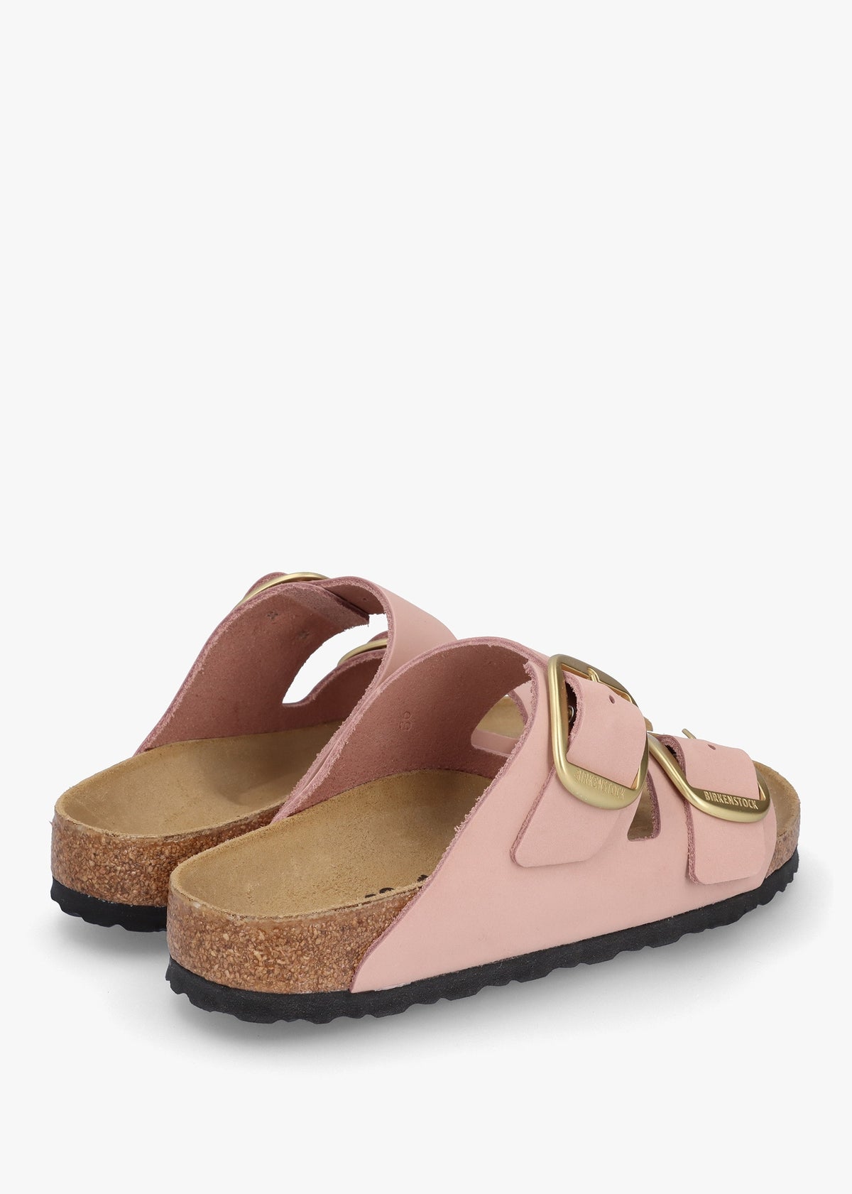 Arizona Big Buckle Soft Pink Nubuck Leather Two Bar Mules