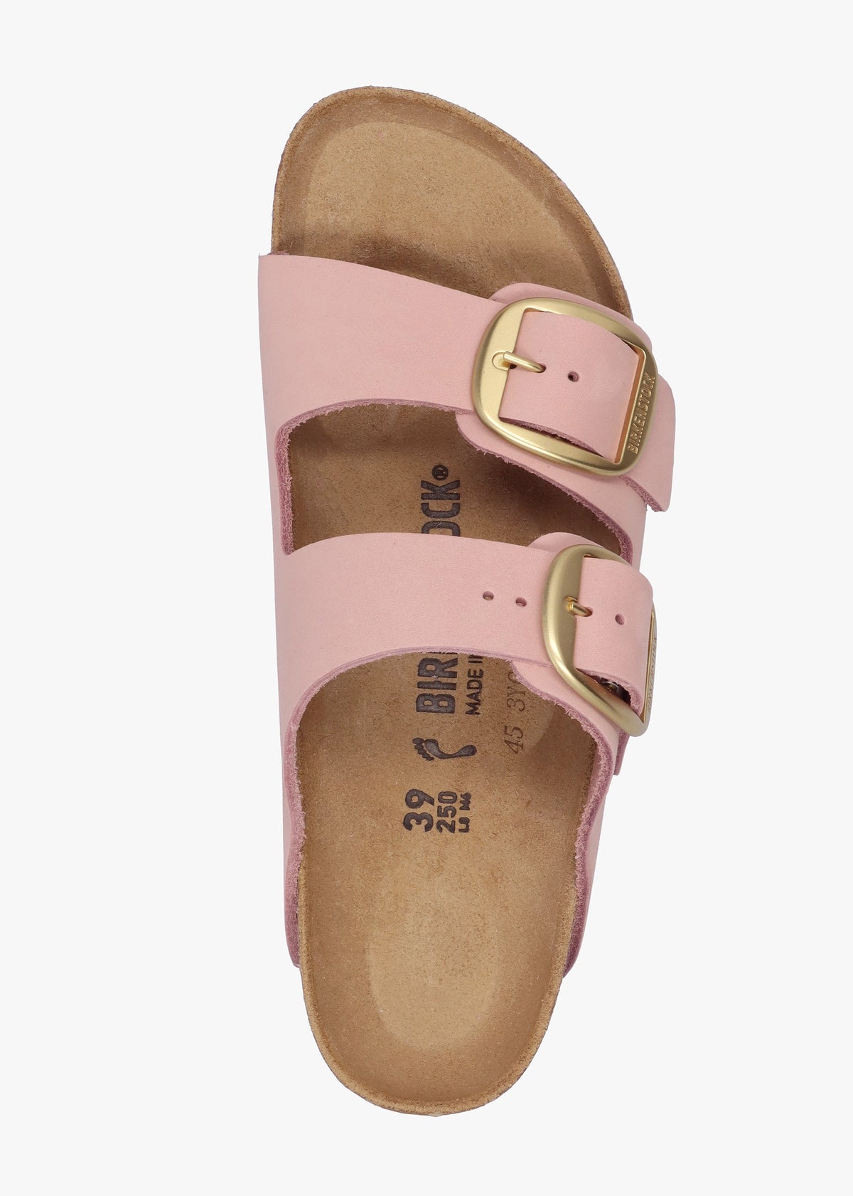 Arizona Big Buckle Soft Pink Nubuck Leather Two Bar Mules