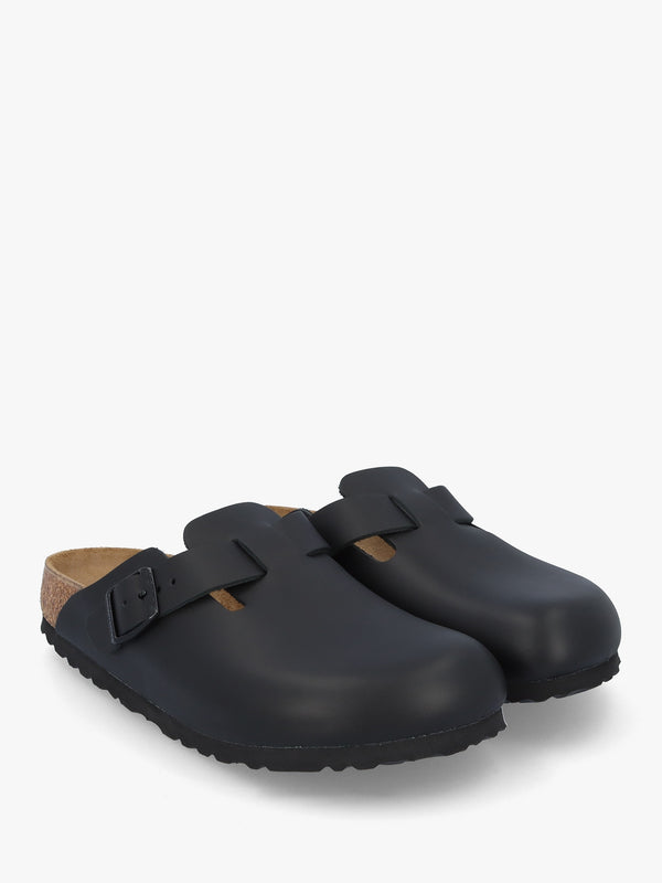 Boston Black Natural Leather Clogs